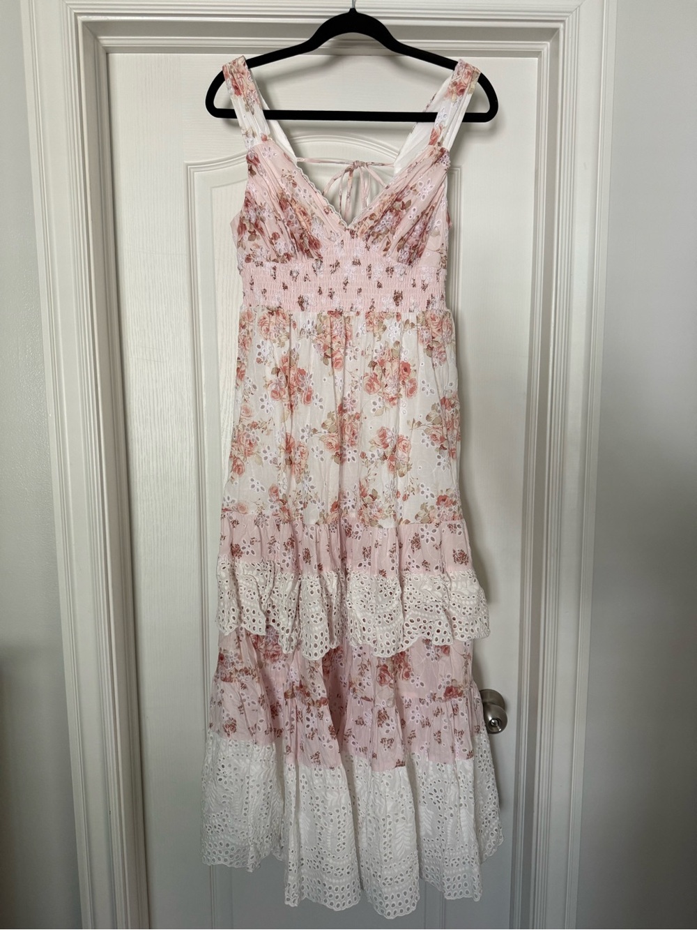 Altar'd State Pink and White Floral Maxi Dress